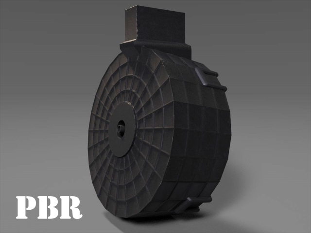 round drum magazine - attachment - pbr - 4k textures - unity - unreal Modelo 3D .c4d .max .obj .3ds .fbx .stl .blend 