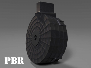 round drum magazine - attachment - pbr - 4k textures - unity - unreal Modelo 3D
