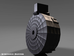 round drum magazine - attachment - pbr - 4k textures - unity - unreal Modelo 3D
