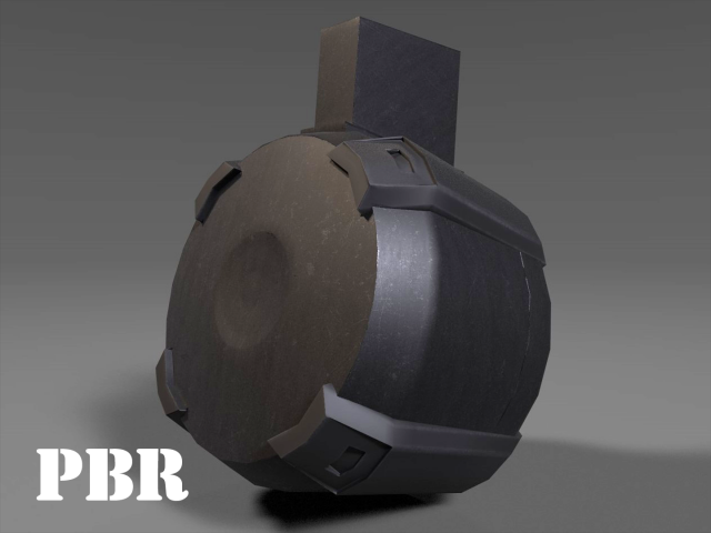 round drum magazine - attachment - pbr - 4k textures - unity - unreal Modelo 3D .c4d .max .obj .3ds .fbx .stl .blend 