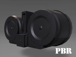 caricatore a tamburo doppio rotondo - allegato - pbr - texture 4k - unit&agrave; - irreale Modello 3D