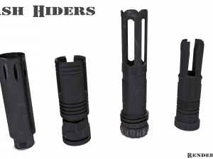 barrel attachments pack - flash - muzzle - suppressor - pbr - 4k textures 3D Model