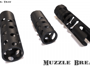 barrel attachments pack - flash - muzzle - suppressor - pbr - 4k textures 3D Model