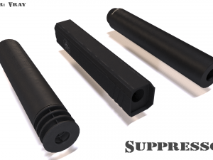 barrel attachments pack - flash - muzzle - suppressor - pbr - 4k textures 3D Model