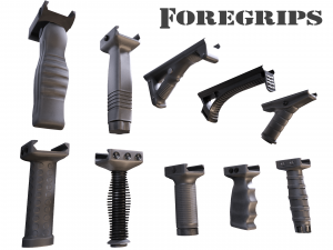 foregrip attachments pack - vertical - angled - folding - pbr - 4k textures 3D Model