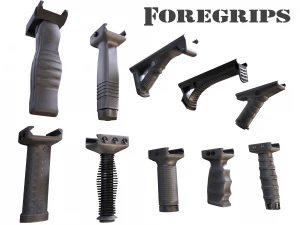 paquete de accesorios de empu&ntilde;adura delantera - vertical - en &aacute;ngulo - plegable - pbr - texturas 4k Modelo 3D