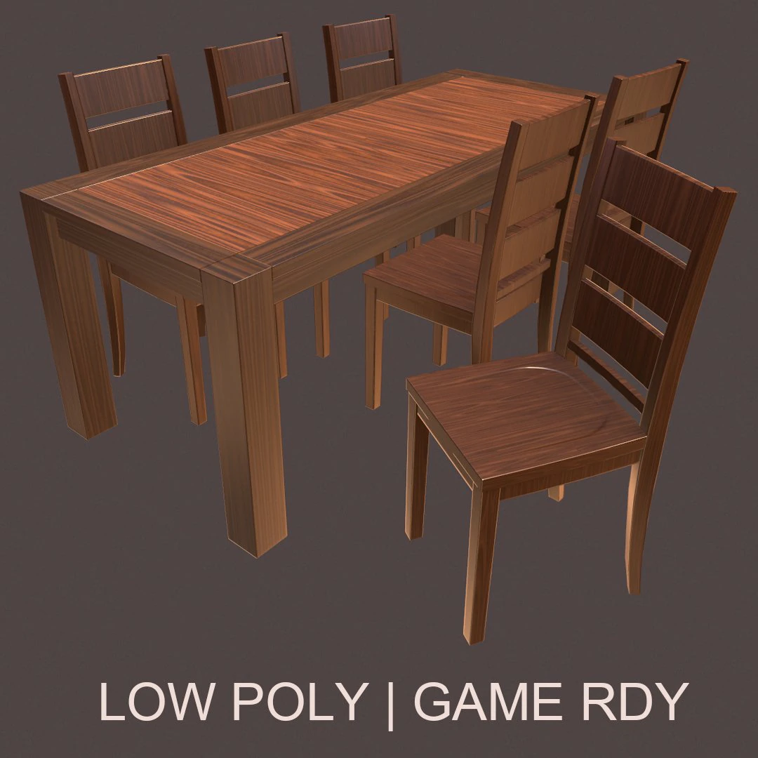 심플한 테이블과 의자 세트 3D 모델 .c4d .max .obj .3ds .fbx .stl .blend 