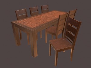 simple table and chairs set 3D 模型