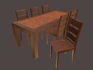 심플한 테이블과 의자 세트 3D 모델