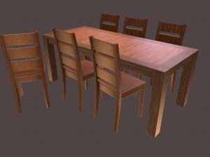 심플한 테이블과 의자 세트 3D 모델