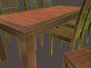 simple table and chairs set 3D 模型