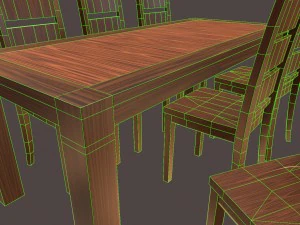 심플한 테이블과 의자 세트 3D 모델