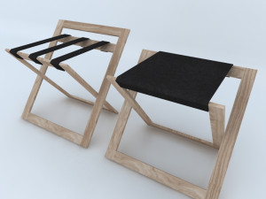 wood-leather stool Modelo 3D