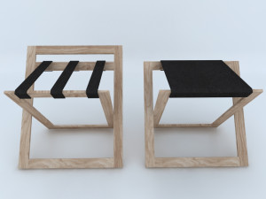 wood-leather stool 3D मॉडल