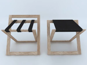 wood-leather stool 3D Model