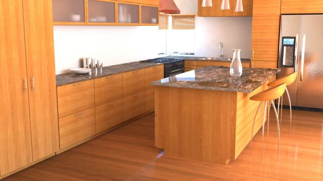 Holzk&uuml;che 3D Modell .c4d .max .obj .3ds .fbx .stl .blend 