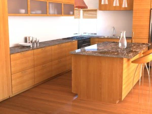 drewniana kuchnia Model 3D