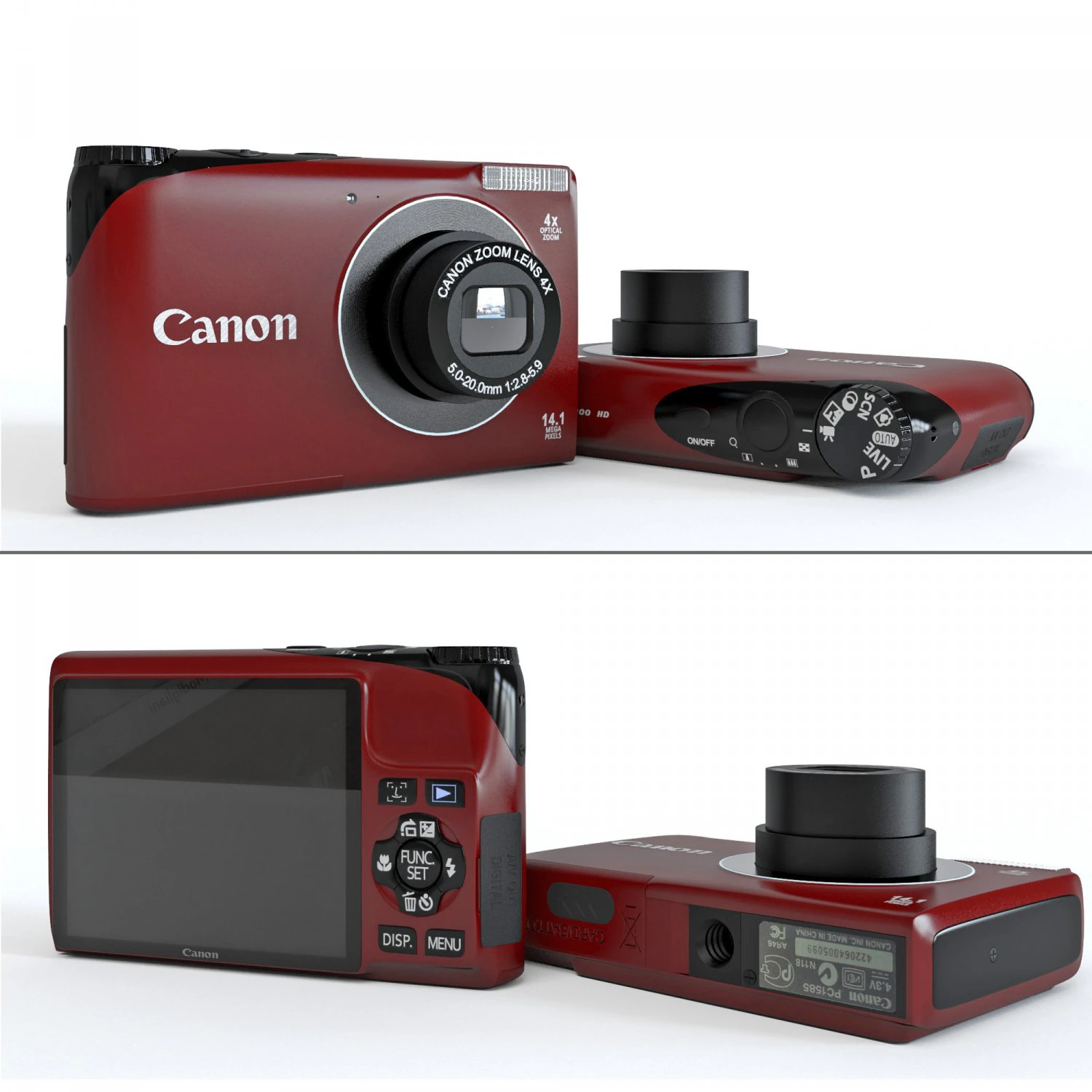 canon powershot a2200 3D Model .c4d .max .obj .3ds .fbx .stl .blend 