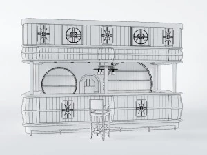 bar and bar stools 3D Model