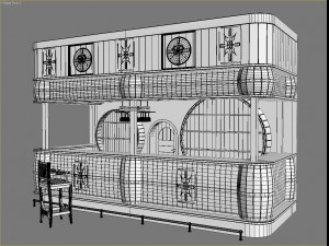 bar and bar stools Modèle 3D