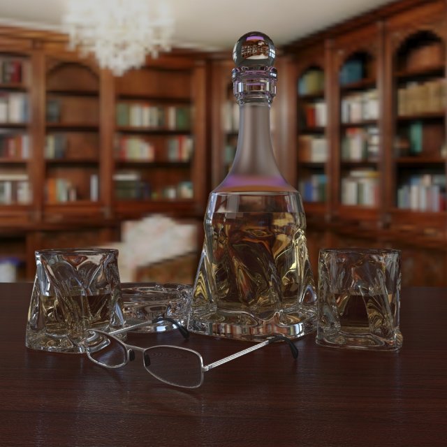 whiskey set 3D Model .c4d .max .obj .3ds .fbx .stl .blend 