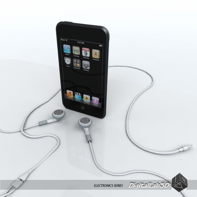 touch 1st gen with earphones 3D Модель .c4d .max .obj .3ds .fbx .stl .blend 