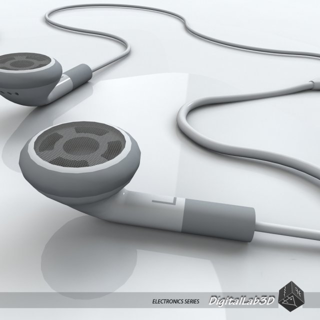 earphones Model 3D .c4d .max .obj .3ds .fbx .stl .blend 