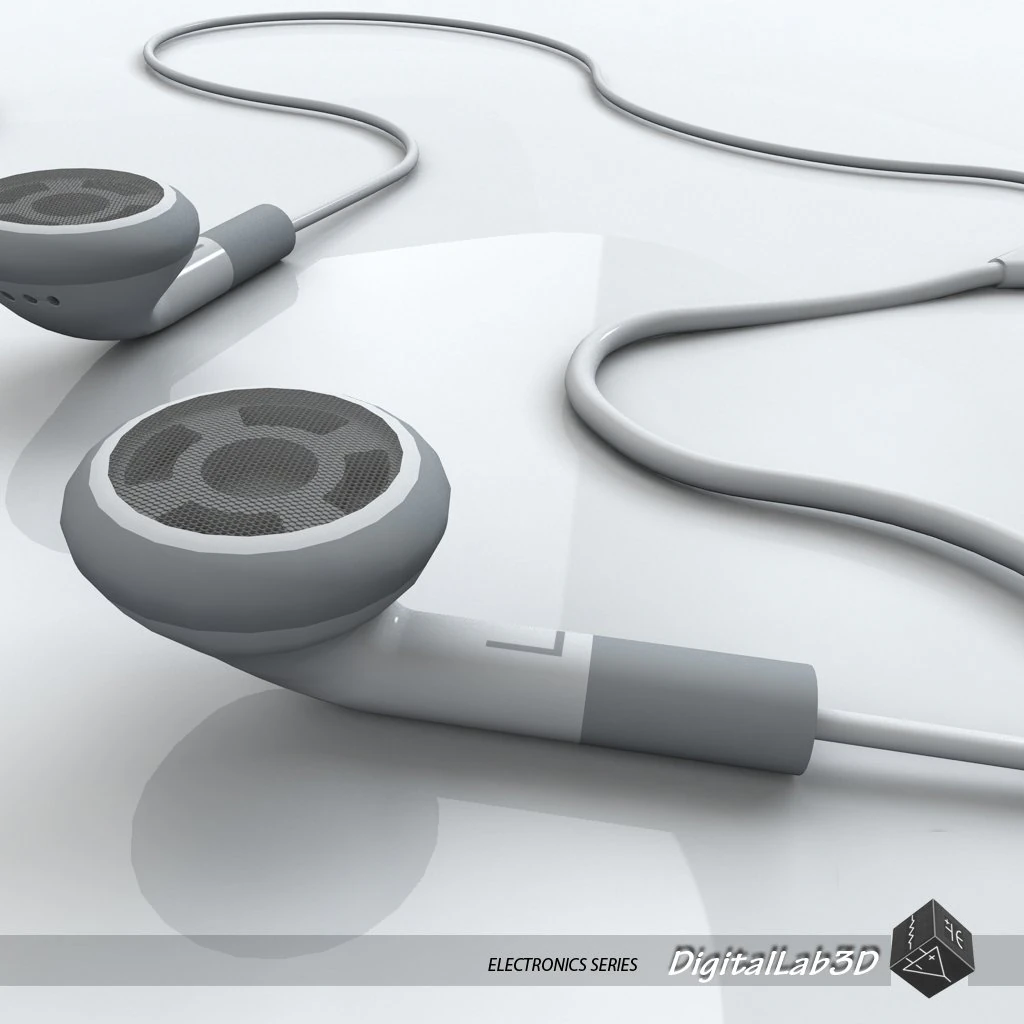 earphones 3D Model .c4d .max .obj .3ds .fbx .stl .blend 