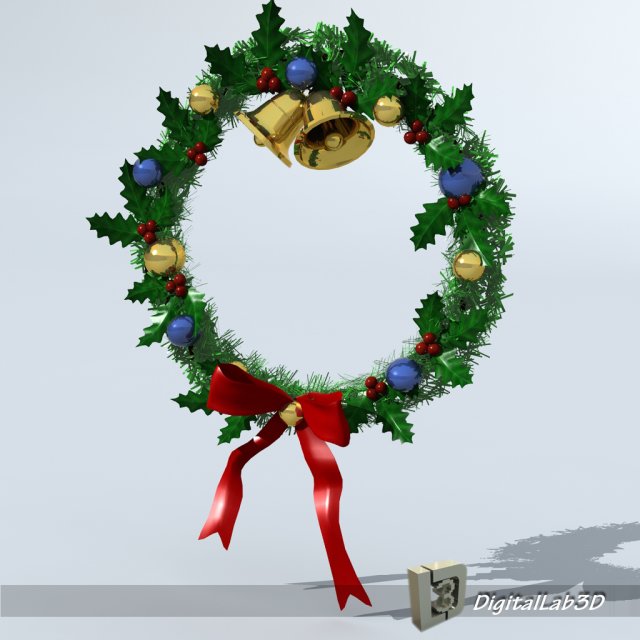 christmas wreath 1 3D Модель .c4d .max .obj .3ds .fbx .stl .blend 