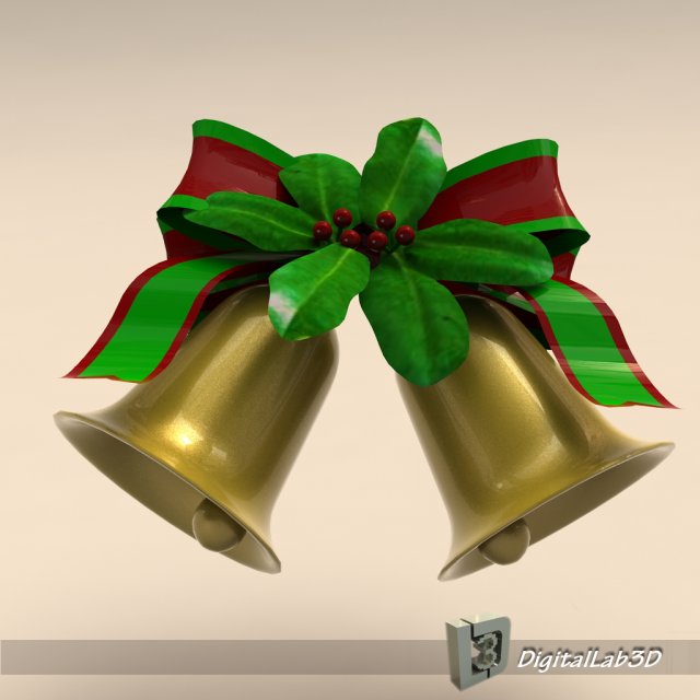 christmas bell 3D Model .c4d .max .obj .3ds .fbx .stl .blend 