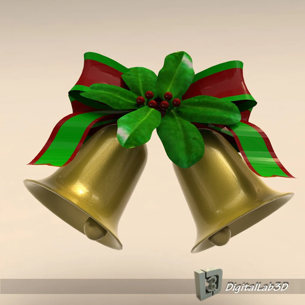 christmas bell 3D Model .c4d .max .obj .3ds .fbx .stl .blend 