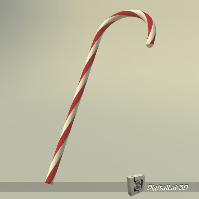 christmas cane 3D Модель .c4d .max .obj .3ds .fbx .stl .blend 