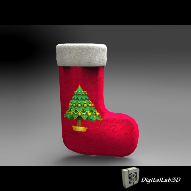 christmas sock-stocking Modelo 3D .c4d .max .obj .3ds .fbx .stl .blend 