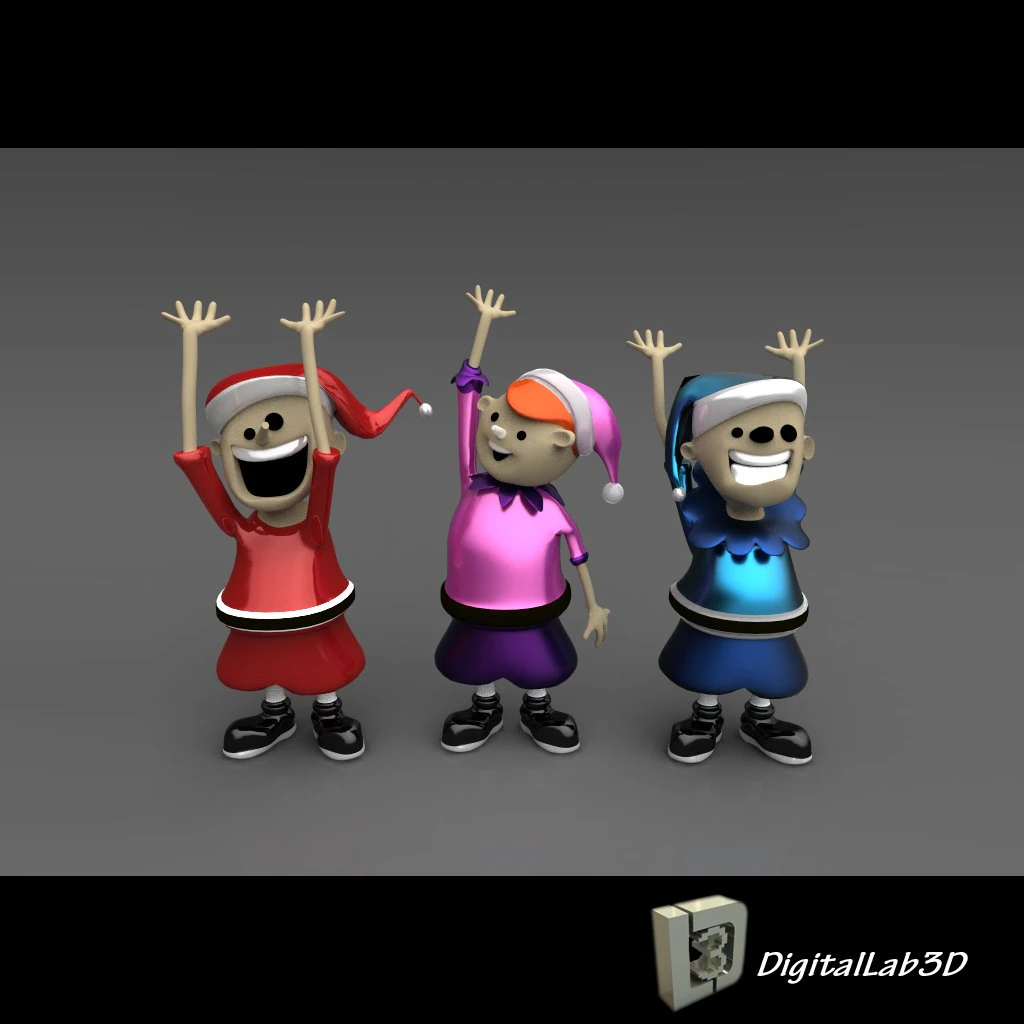 christmas elves 3D Model .c4d .max .obj .3ds .fbx .stl .blend 