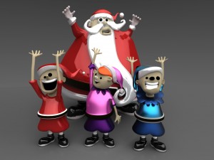 santa claus with elves Modelo 3D