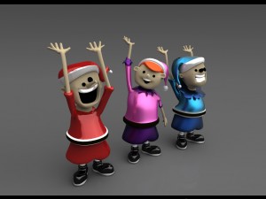 santa claus with elves 3D Model
