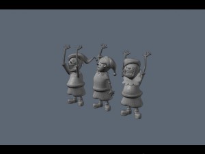 santa claus with elves 3D Model
