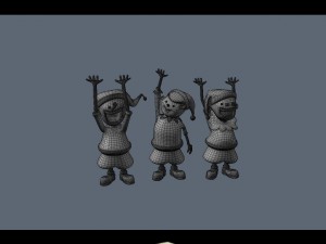 santa claus with elves 3D Model