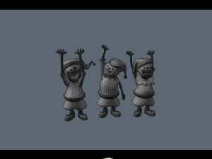santa claus with elves 3D Model