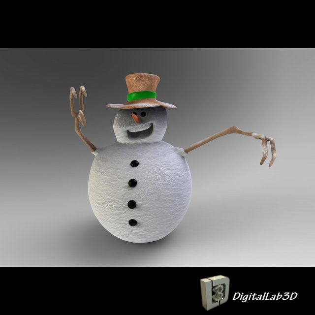 snowman 2 3D Model .c4d .max .obj .3ds .fbx .stl .blend 