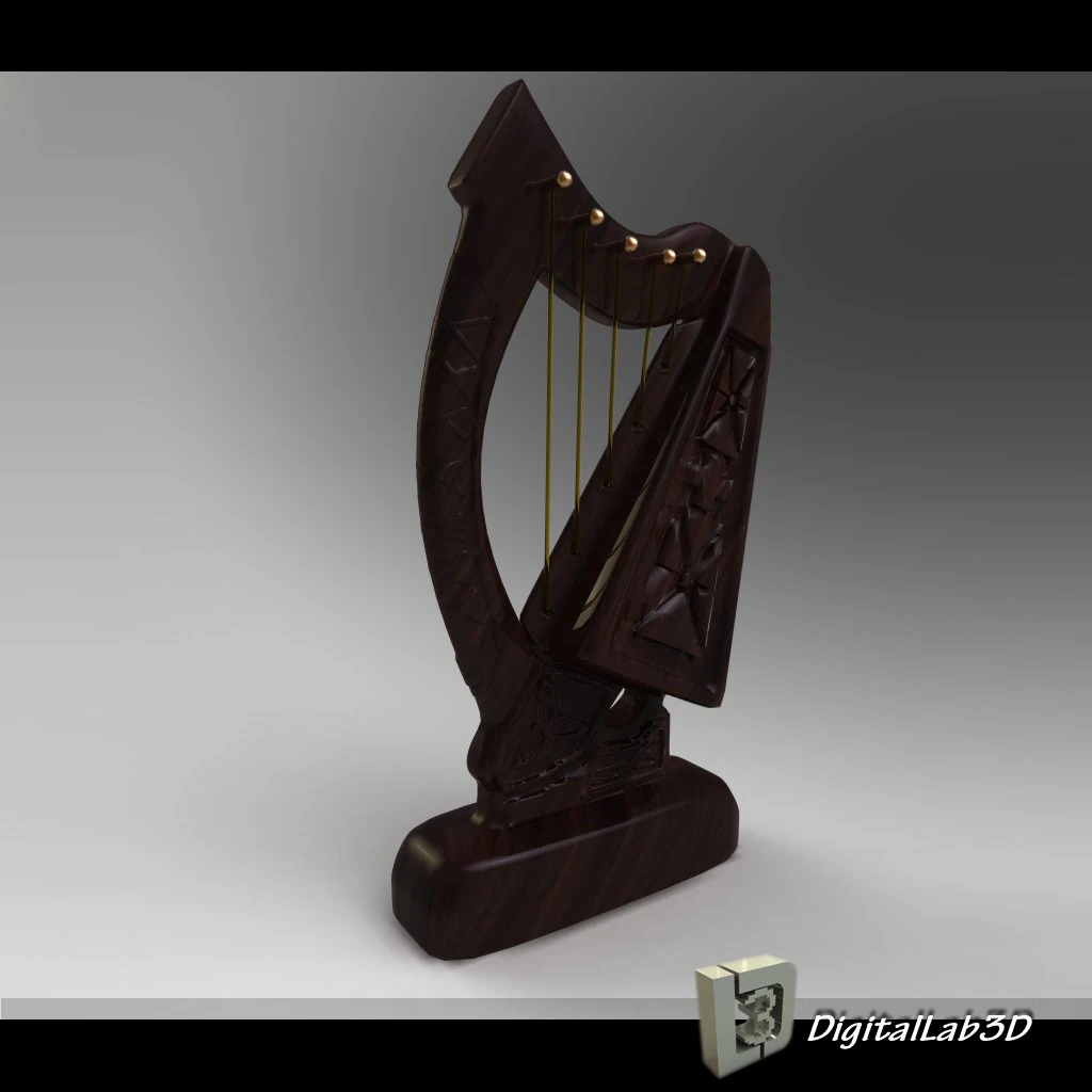 harp 3D Model .c4d .max .obj .3ds .fbx .stl .blend 