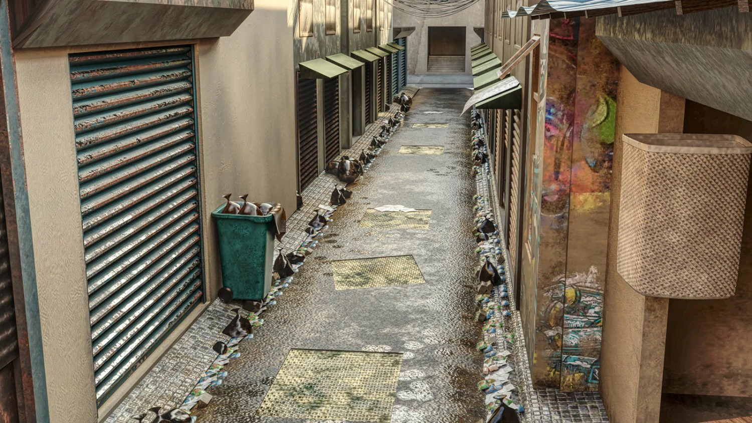 Dirty Japan Street 3D Model .c4d .max .obj .3ds .fbx .stl .blend