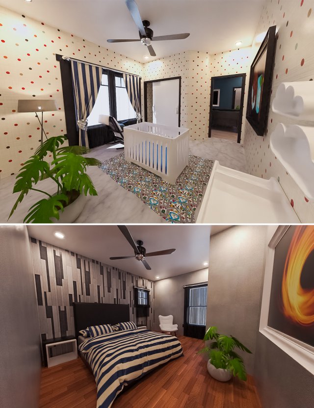 American House 3D Model .c4d .max .obj .3ds .fbx .stl .blend 