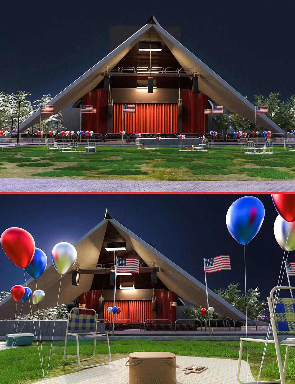 Independence in July 3D Model .c4d .max .obj .3ds .fbx .stl .blend 