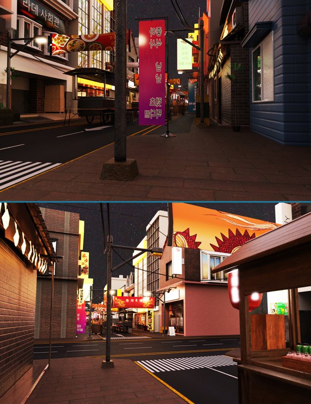 Itaewon Street Modelo 3D .c4d .max .obj .3ds .fbx .stl .blend 