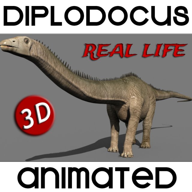real life diplodocus dinosaur - animated 3D 모델 .c4d .max .obj .3ds .fbx .stl .blend 