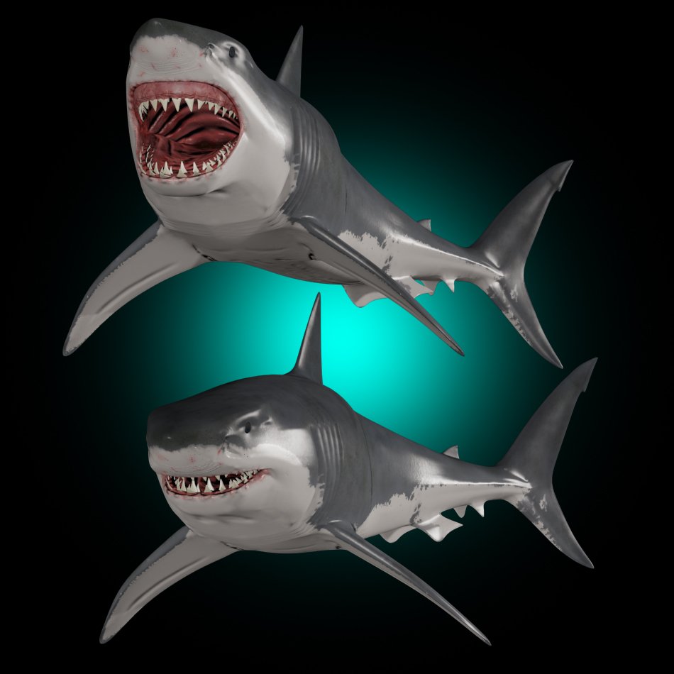 JAWS 3d animated Great White Shark 3D Model in Shark