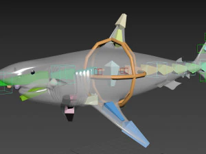 mand&iacute;bulas - grande tubar&atilde;o branco animado em 3D Modelo 3D