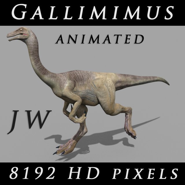 gallimimus 8192 hd - 3d animated model Model 3D .c4d .max .obj .3ds .fbx .stl .blend 