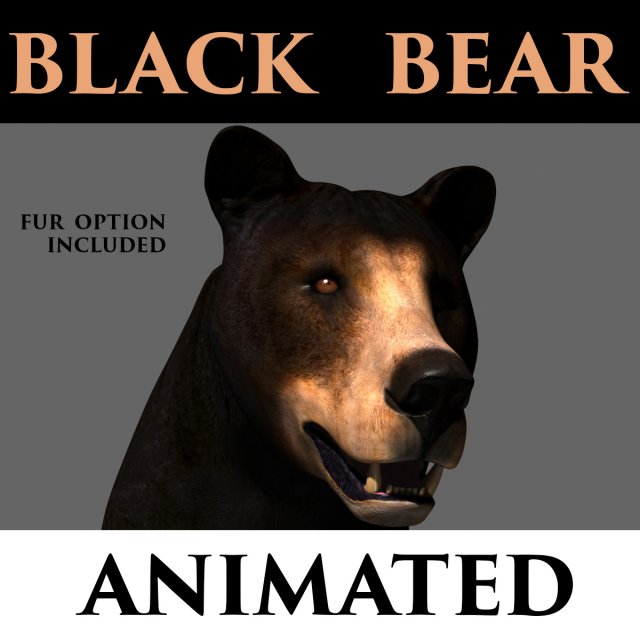 3d animated black bear 3Dモデル .c4d .max .obj .3ds .fbx .stl .blend 